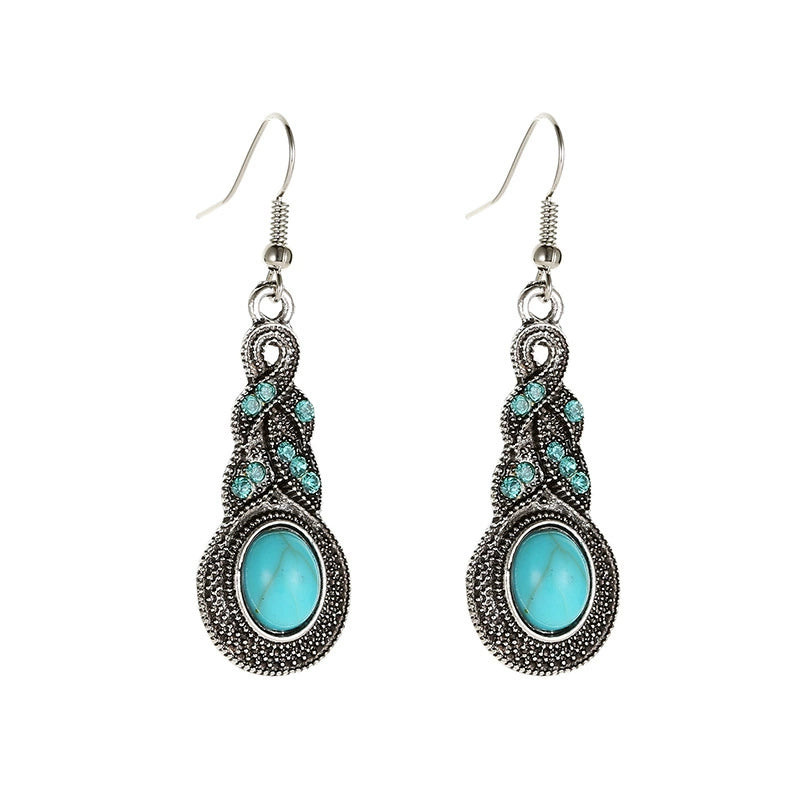 Retro Inlaid Turquoise Eardrops