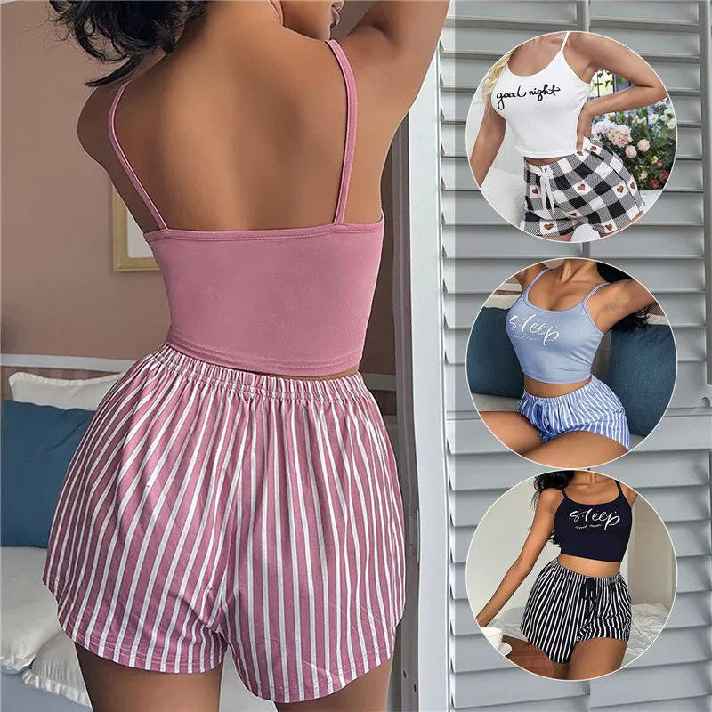 Sleeveless Tank Top Shorts Pajama Set