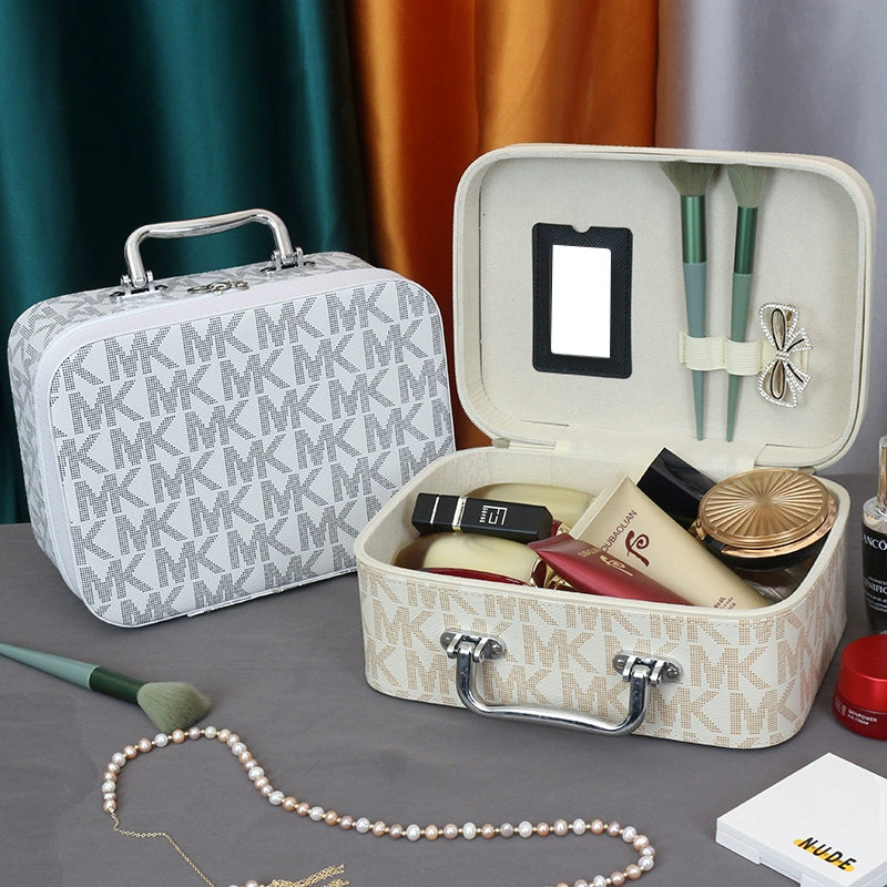 Portable Single Layer with Mirror Cosmetic Bag