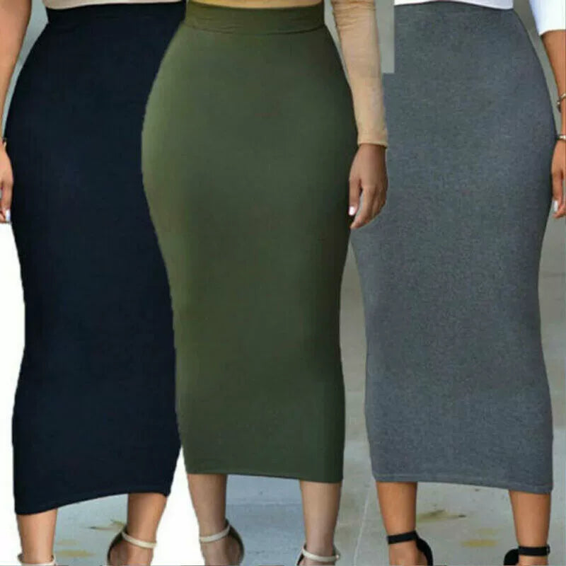 High Waist Stretch Long Pencil Skirt