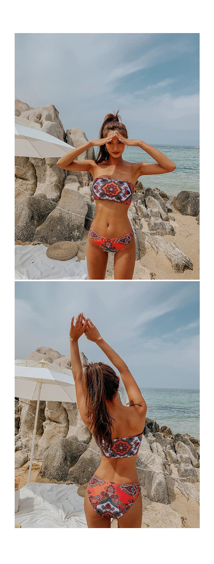 Ethnic Style Push up Slimming Split Triangle Swimsuit