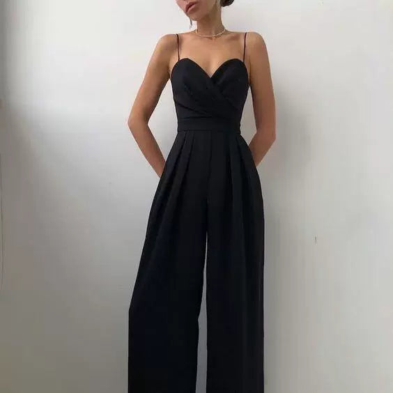 Tube Top Cinched Waist Wide Leg Jumpsuit