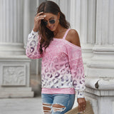 off-Shoulder Gradient Long Sleeves Top