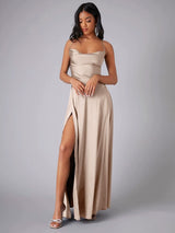 Slim Looking Backless Slit Dress