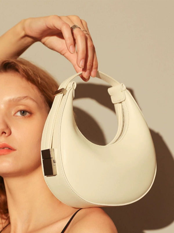 Half Moon Satchel White Underarm Bag