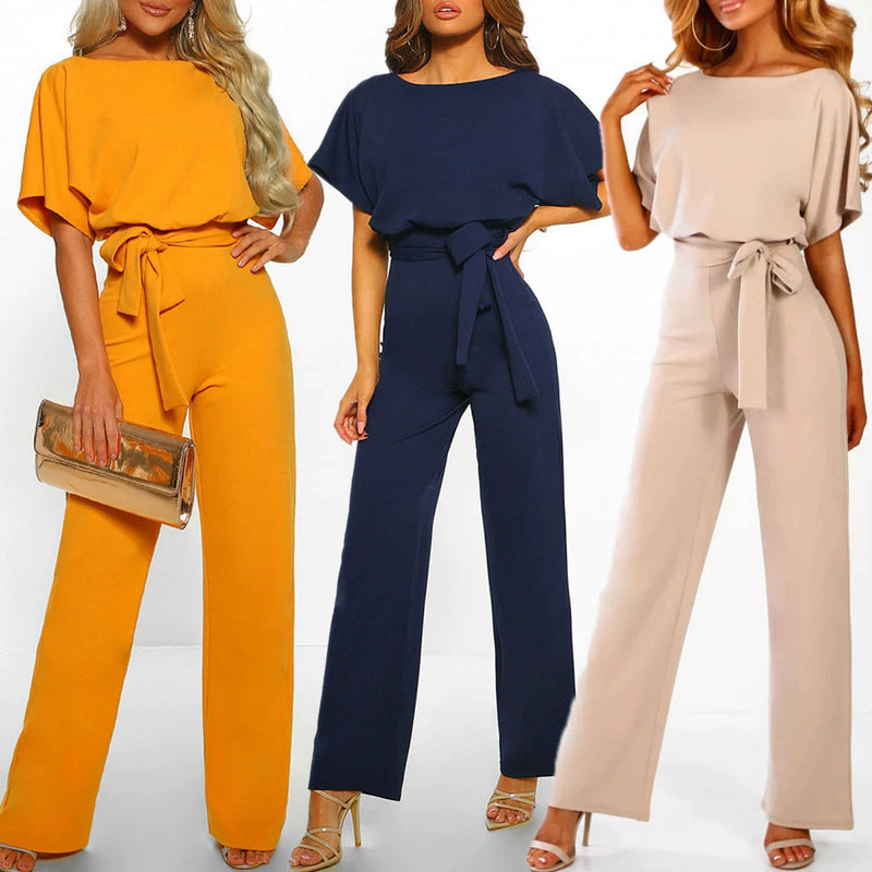 Straight Leg Jumpsuit With Belt Romper