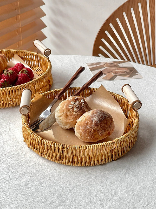 Afternoon Tea Dessert Cake Rattan Basket Fruit Plate