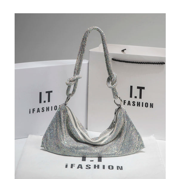 Luxury Design - One-Shoulder Rhinestone Underarm Bag