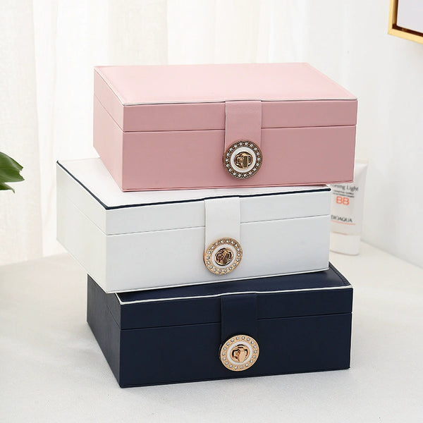 Leather Double-Layer Large Capacity Ring Watch Jewelry Box