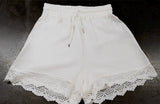 Women's Summer Ribbed Fabric Lace Rope Tie Shorts