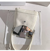 Genuine Leather Crossbody White Bucket Bag