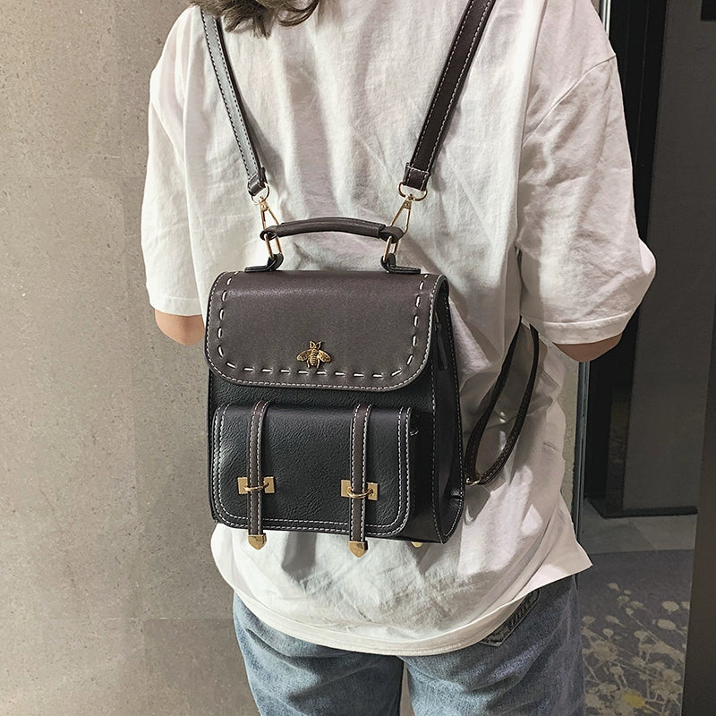 Vintage Paneled Mini Backpack