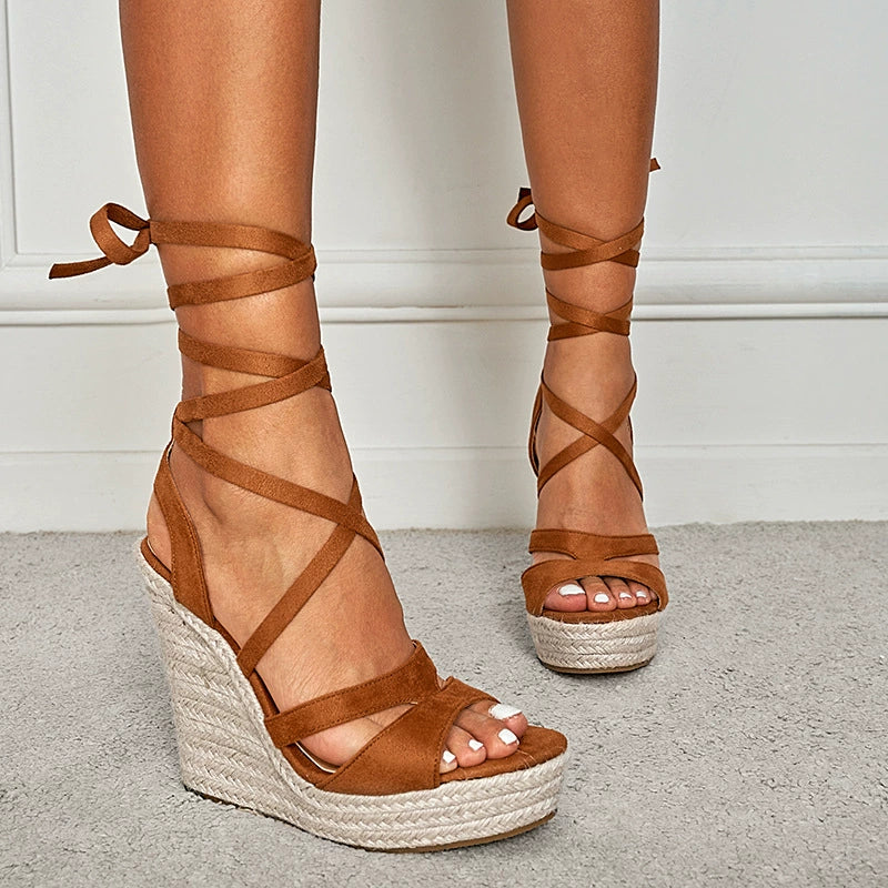 Women's Lace Up Wedge Sandals