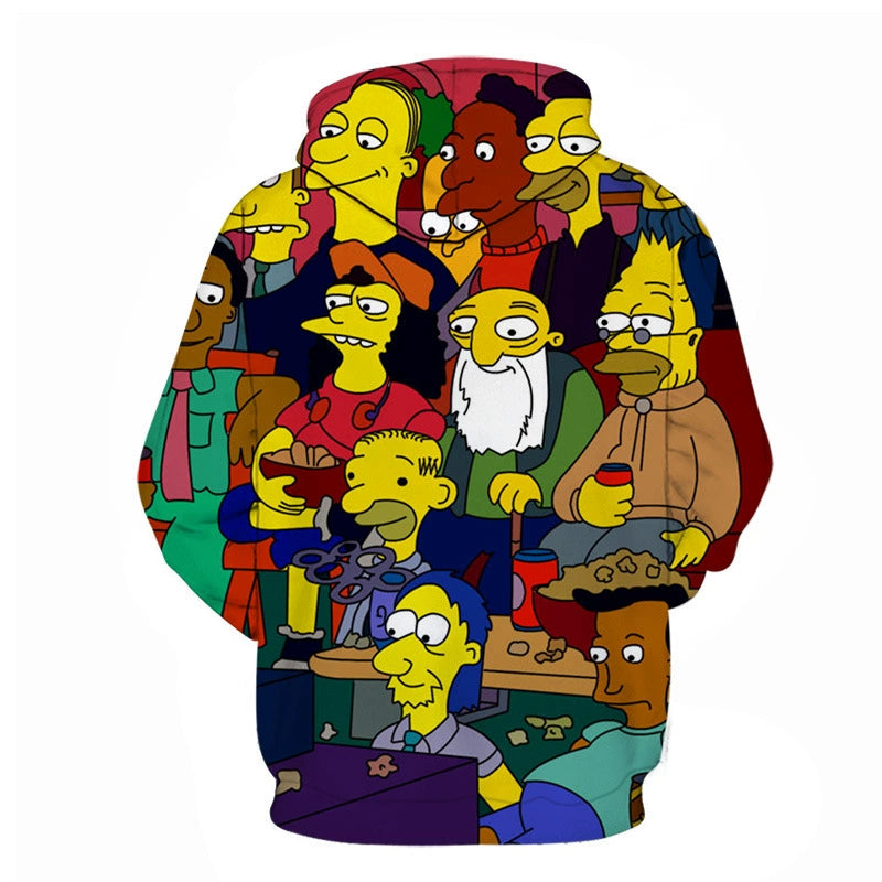 Simpson Digital Print Casual Hooded Pullover for Men and Women