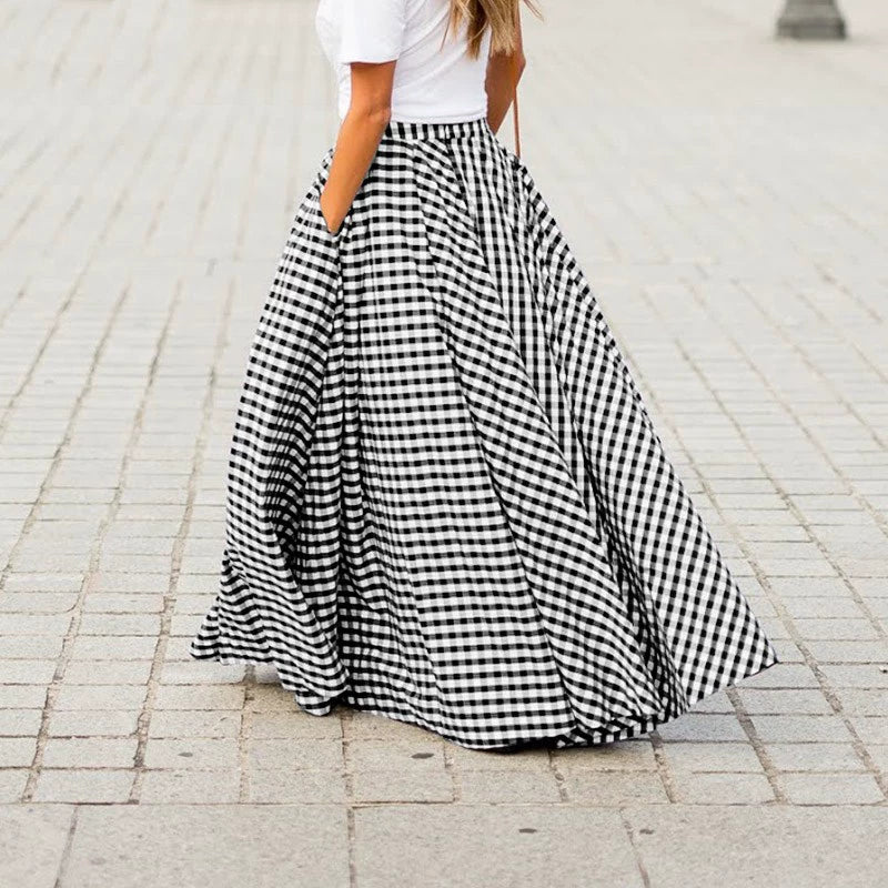 Elegant Graceful Plaid High Waist Skirt