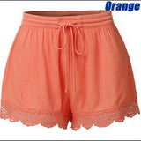 Women's Summer Ribbed Fabric Lace Rope Tie Shorts