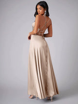 Slim Looking Backless Slit Dress