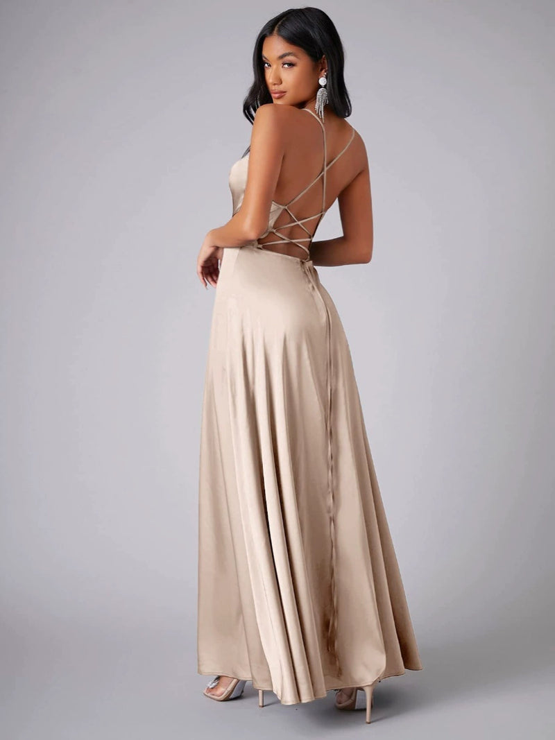 Slim Looking Backless Slit Dress