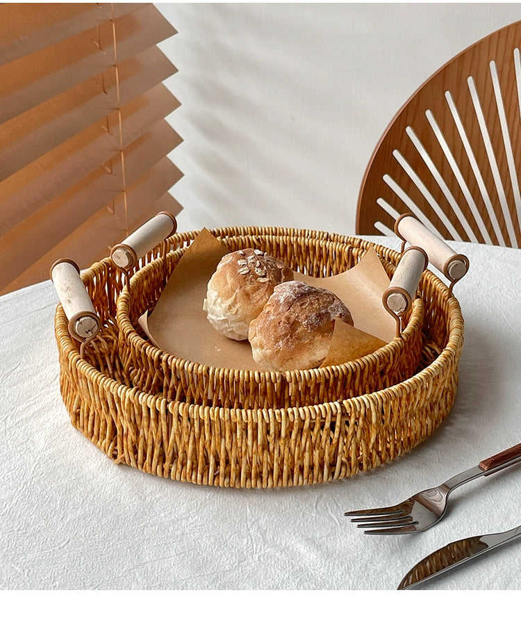 Afternoon Tea Dessert Cake Rattan Basket Fruit Plate