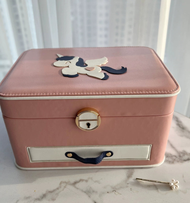 Leather Unicorn Pink Jewelry Box