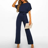 Straight Leg Jumpsuit With Belt Romper