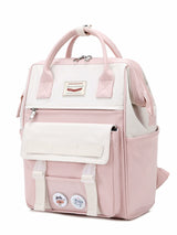 Pink and White Classic-Style Schoolbag Backpack