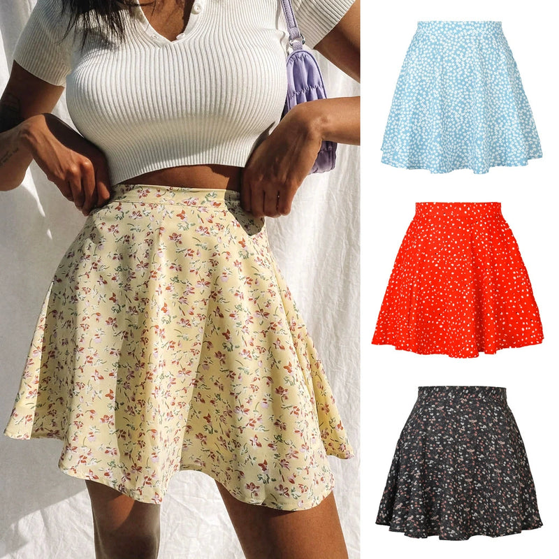 High Waist Umbrella Floral Skirt