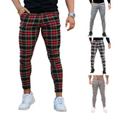 Slim Gingham Casual Ankle Banded Pants