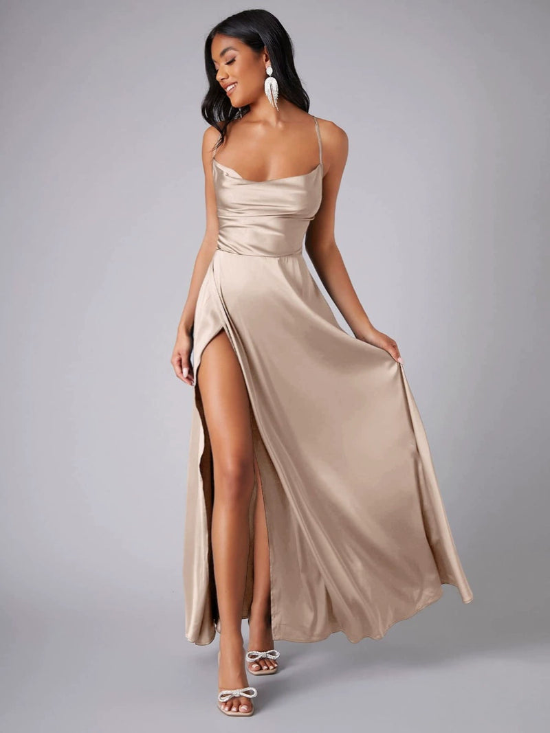 Slim Looking Backless Slit Dress