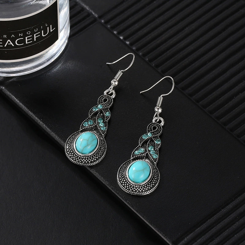 Retro Inlaid Turquoise Eardrops