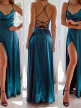 Slim Looking Backless Slit Dress