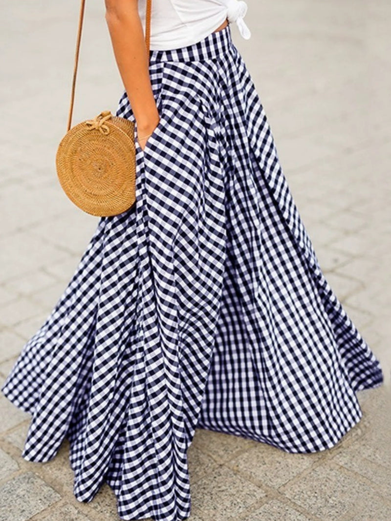 Elegant Graceful Plaid High Waist Skirt