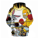 Simpson Digital Print Casual Hooded Pullover for Men and Women