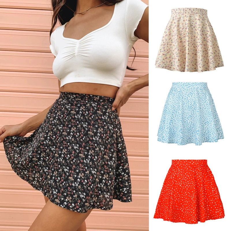 High Waist Umbrella Floral Skirt