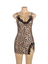 Women's Lace Leopard Print Slip Nightdress