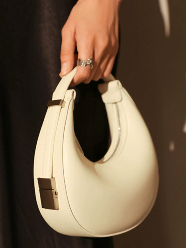 Half Moon Satchel White Underarm Bag