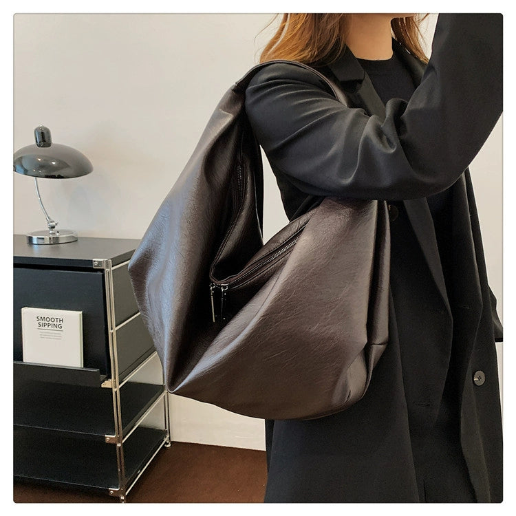 One Shoulder Minimalist Style Soft Leather Tote