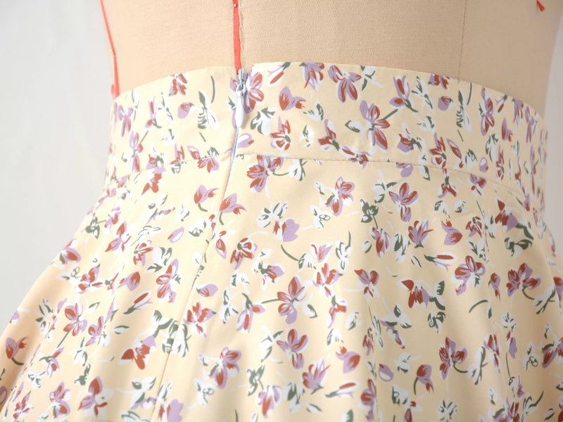 High Waist Umbrella Floral Skirt