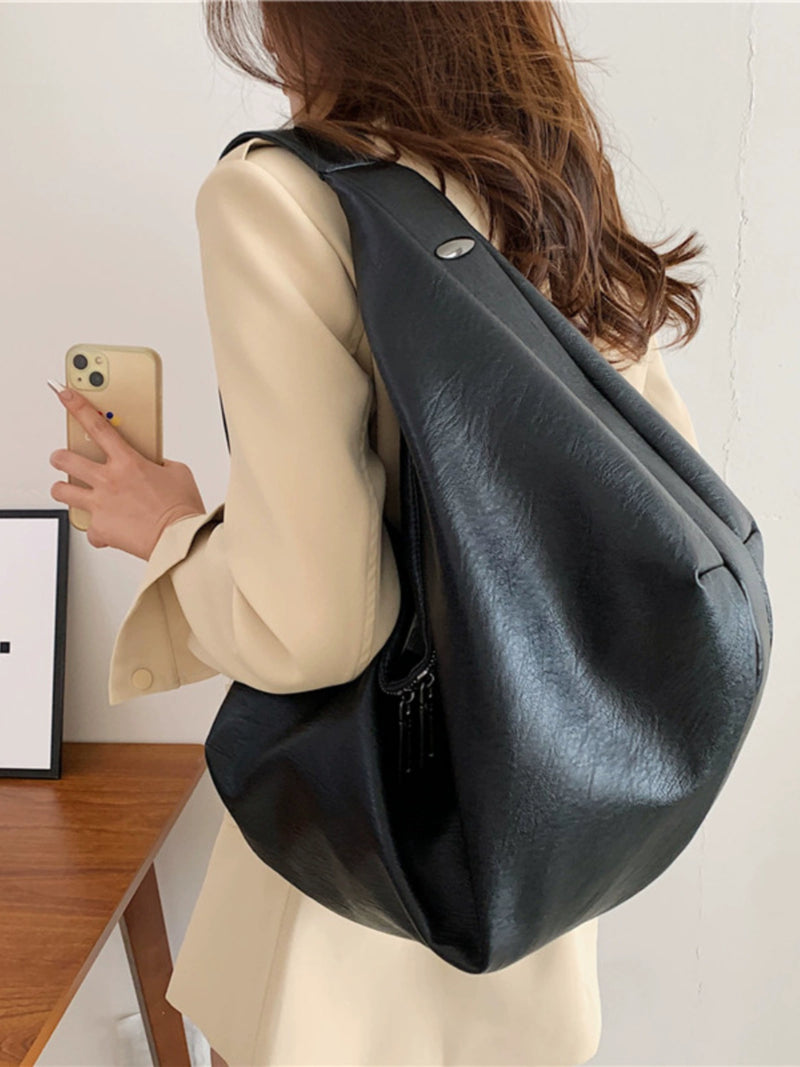 One Shoulder Minimalist Style Soft Leather Tote