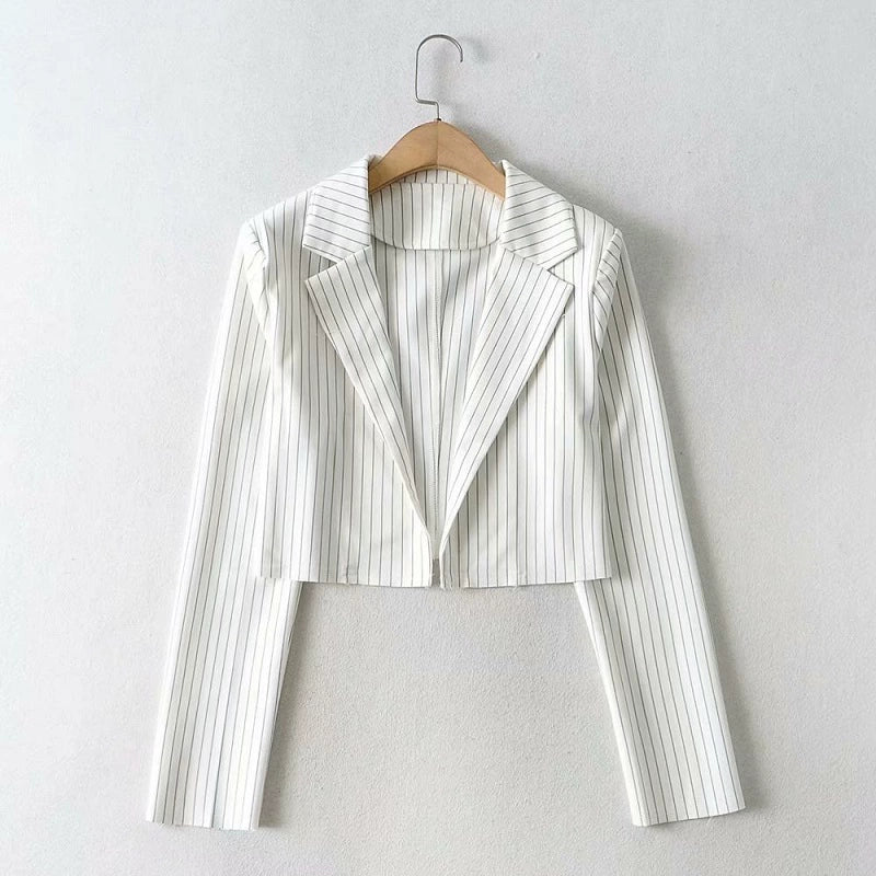 Classic Cut Lazy Vertical Pattern Short Suit Jacket