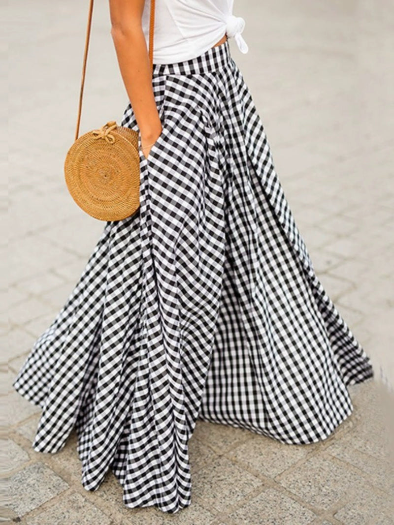 Elegant Graceful Plaid High Waist Skirt