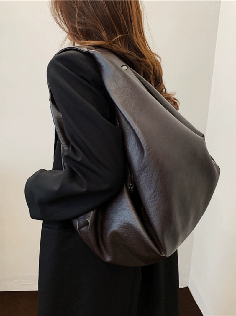 One Shoulder Minimalist Style Soft Leather Tote