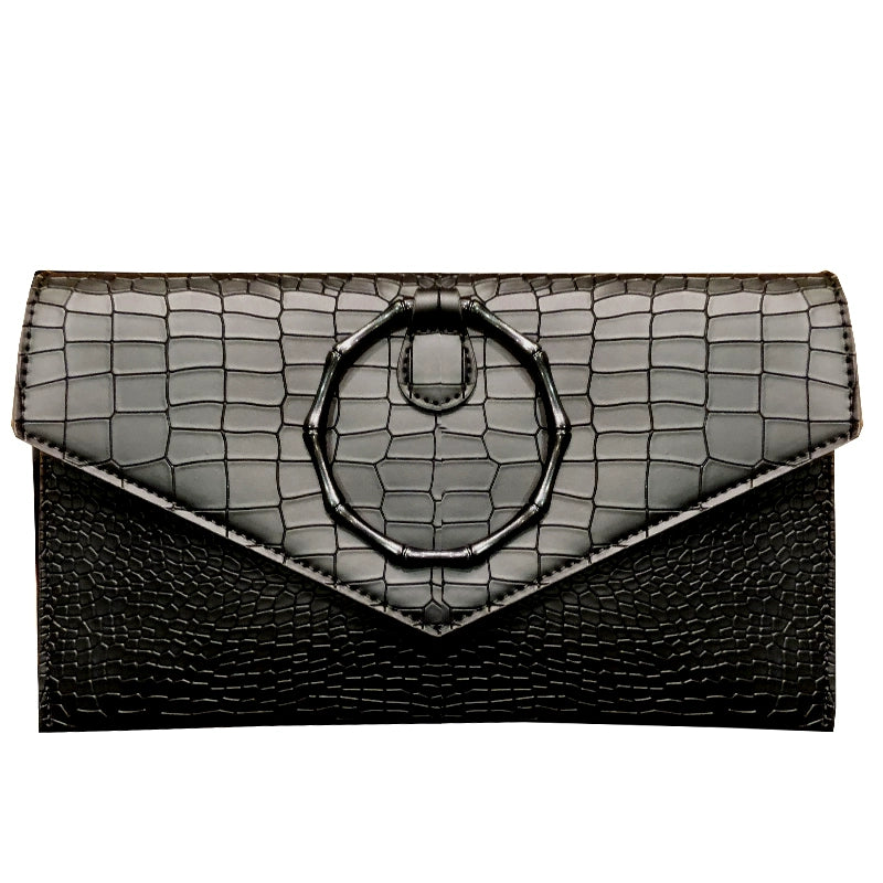 Crocodile Pattern Ring Elegant Handbag