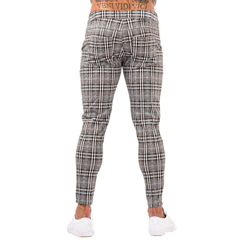 Slim Gingham Casual Ankle Banded Pants