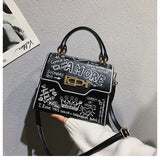 Leather Mini Chain Graffiti Bag