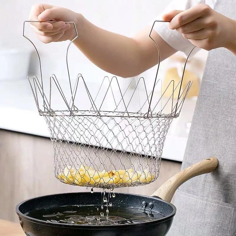 304 Stainless Steel Foldable Fryer Basket - The Next Door Neighbor 