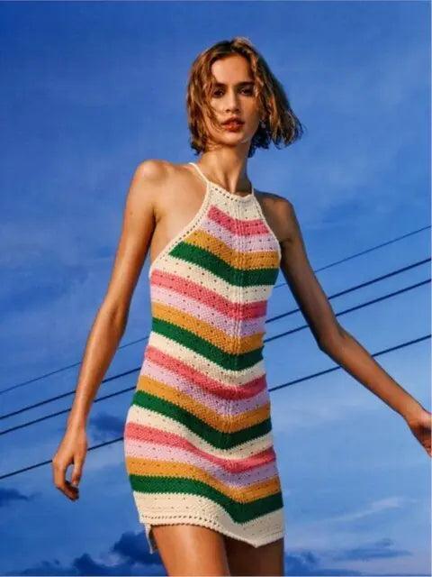 Rainbow Stripe Mini Dress