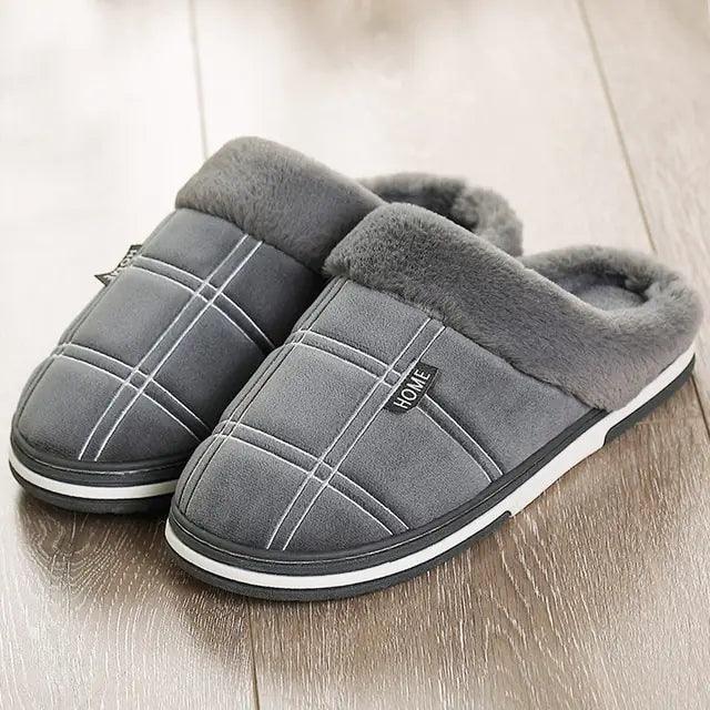 Suede Gingham Plush Winter Slippers - The Next Door Neighbor 