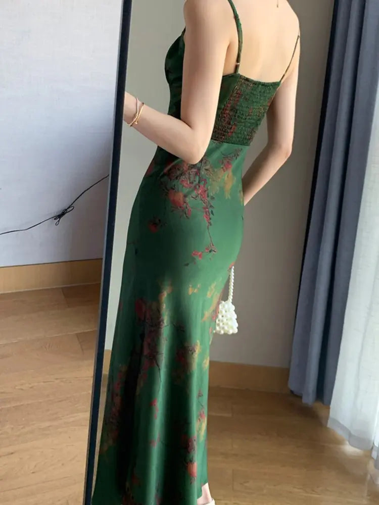 Elegant Floral Spaghetti Strap Dress
