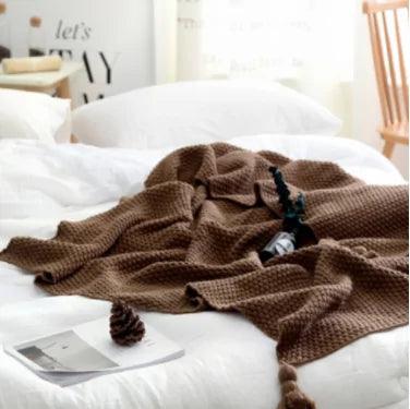 Nordic Fringed Knit Wool Blanket - The Next Door Neighbor 